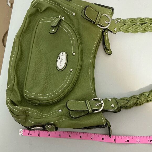 Strada Forest Green Shoulder Bag with a braided handle - Picture 8 of 10
